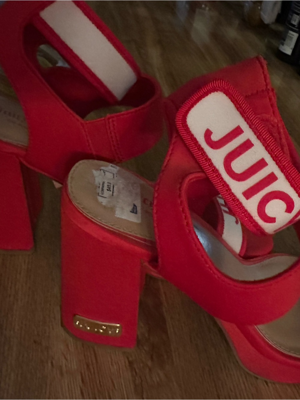Juicy Couture Red Platform Block Heel Sandals